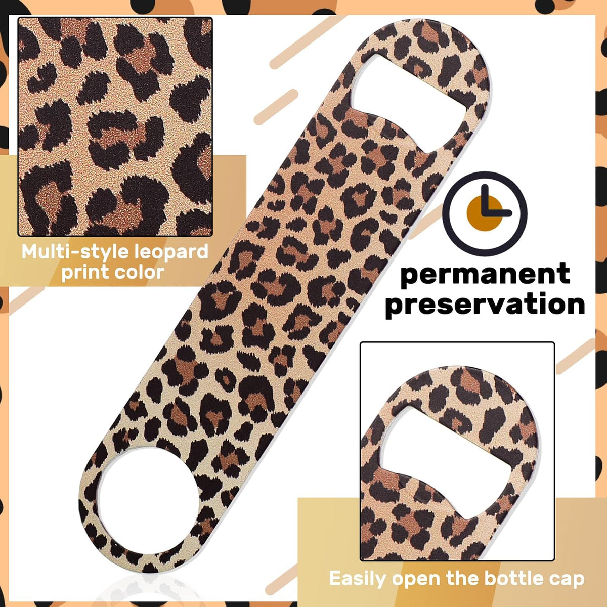 4 Pcs Flat Bottle Opener Heavy Duty Stainless Steel Opener,Marble Print