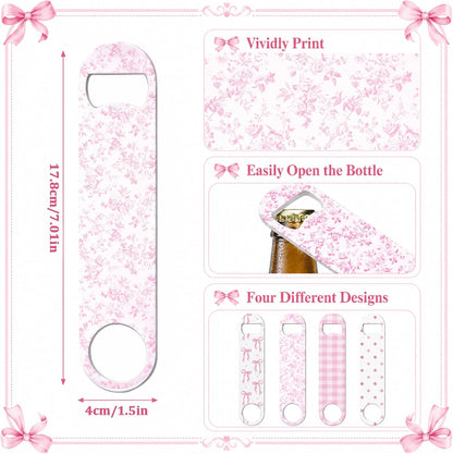 4 Pcs Flat Bottle Opener Heavy Duty Stainless Steel Opener,Marble Print