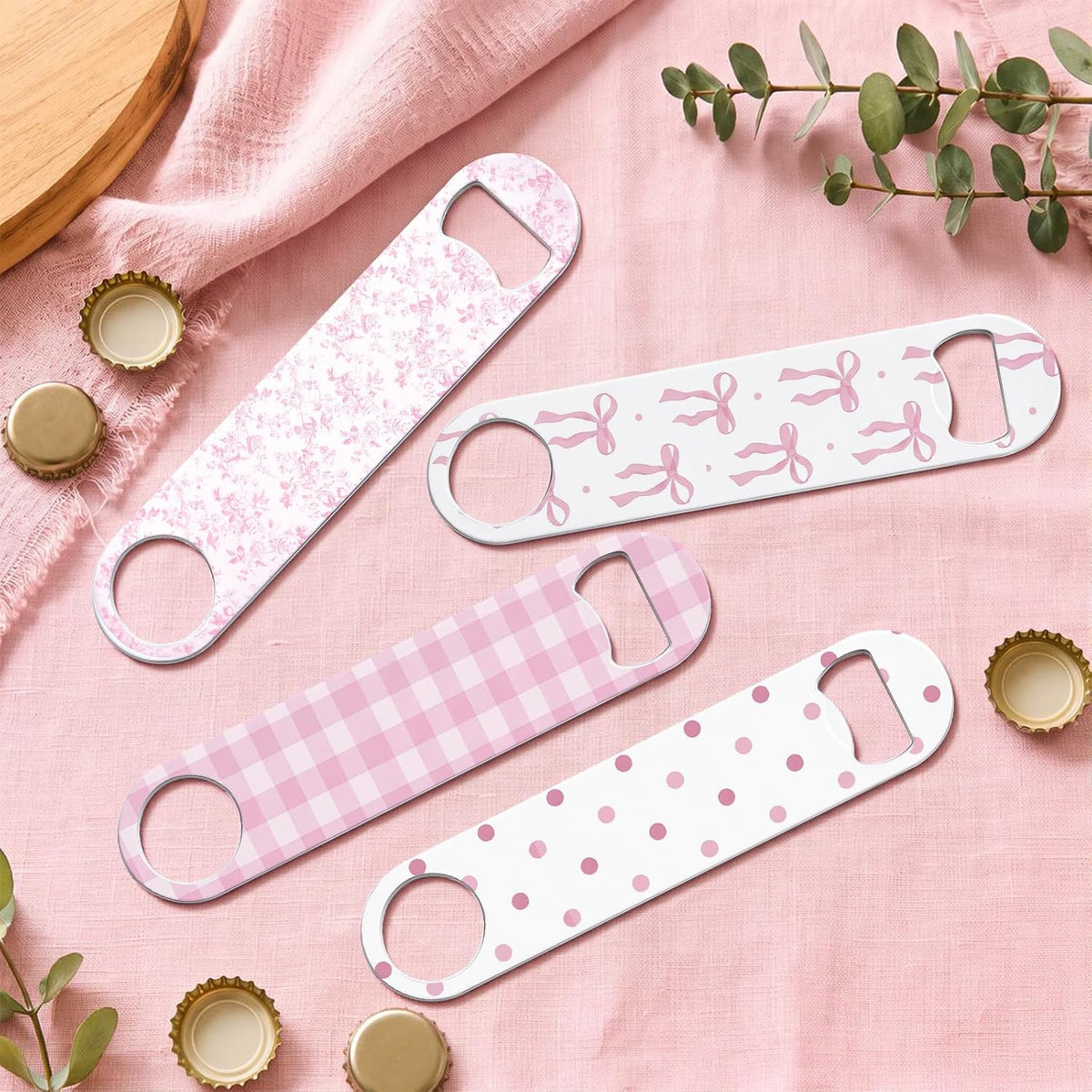 4 Pcs Flat Bottle Opener Heavy Duty Stainless Steel Opener,Marble Print