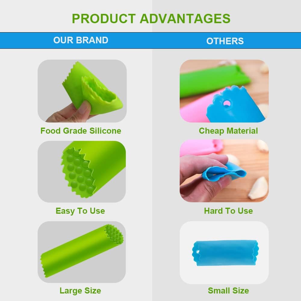 Silicone Garlic Peeler Skin Remover - Garlic Roller Tube Tool (Blue)