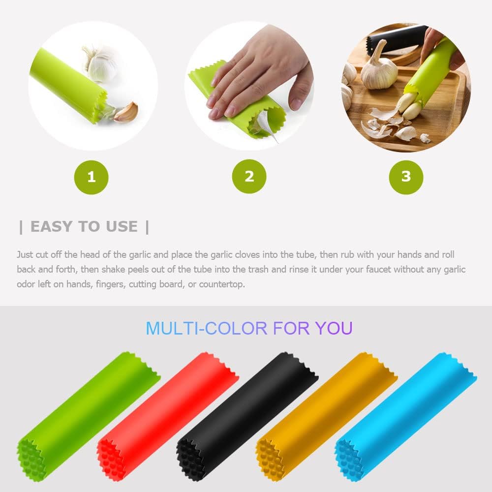 Silicone Garlic Peeler Skin Remover - Garlic Roller Tube Tool (Blue)
