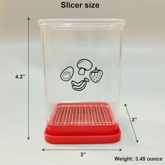 Fruit Slicer Cup, Strawberry, Banana, Mushroom, Grape & Egg Cutter, Portable Stainless Steel Slicer with Push Plate, Kitchen Gadget for Salad Making, Speed Fruit & Vegetable Cutter, Slicing Tool
