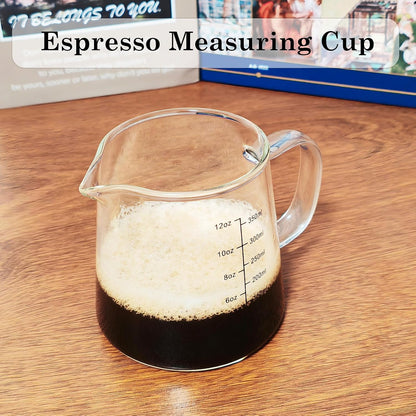 Espresso Cups12OZ, Espresso Accessories, Expresso Shots Cup, Heat-resistant Glass Measuring Cup, Milk Frothing Pitcher, Frother Cup, Creamer Container, Dishwasher/Microwave/Stovetop Safe