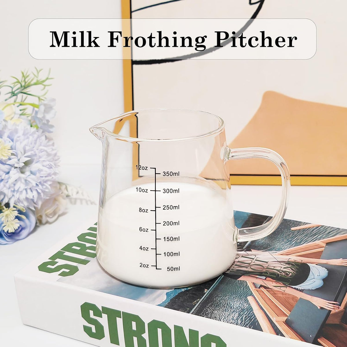 Espresso Cups12OZ, Espresso Accessories, Expresso Shots Cup, Heat-resistant Glass Measuring Cup, Milk Frothing Pitcher, Frother Cup, Creamer Container, Dishwasher/Microwave/Stovetop Safe