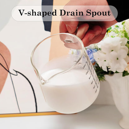 Espresso Cups12OZ, Espresso Accessories, Expresso Shots Cup, Heat-resistant Glass Measuring Cup, Milk Frothing Pitcher, Frother Cup, Creamer Container, Dishwasher/Microwave/Stovetop Safe