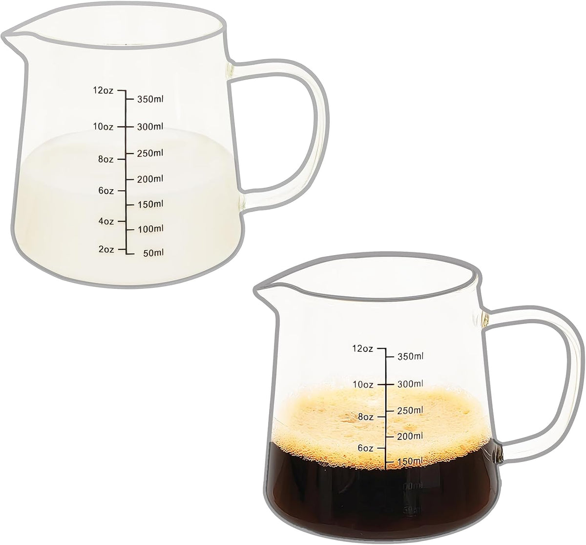 Espresso Cups12OZ, Espresso Accessories, Expresso Shots Cup, Heat-resistant Glass Measuring Cup, Milk Frothing Pitcher, Frother Cup, Creamer Container, Dishwasher/Microwave/Stovetop Safe