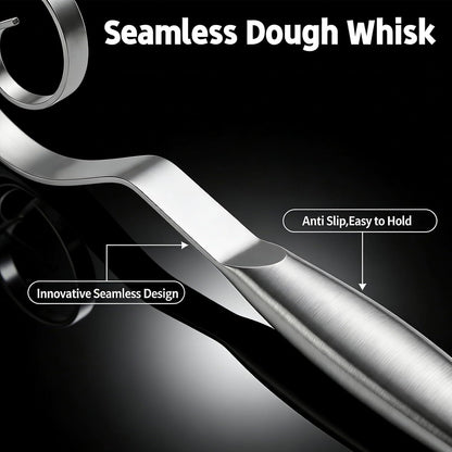 Danish Dough Whisk Stainless Steel Wooden Handle for Sourdough Bread | 4-Loop food-grade steel dutch whisk; even mixing; replaces dough hook & mixing spoon; nonstick easy clean; sourdough mixer