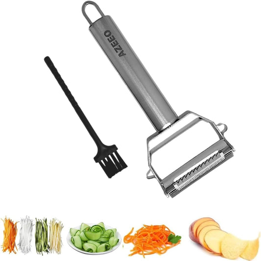 Julienne Peeler, Vegetable Peeler for Kitchen,Ultra Sharp Stainless Steel Fruit Slicer with Heavy Duty Dual Blade Vegetable Julienne Cutter, No-Rust Multifunction Y Potato Peeler
