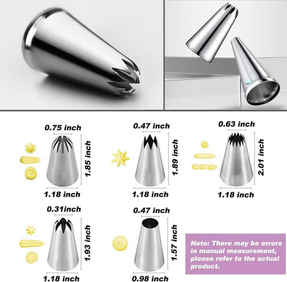 8 Pcs Rose Flower Piping Tips Set,Petal Icing Tips,PipingRose Nozzle,Stainless Steel Cake Decorating Pastry Tools, for CakeDecorating,with A Cleaning Brush (Rose-8pcs)