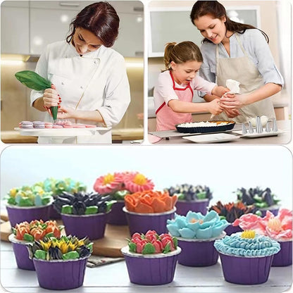 8 Pcs Rose Flower Piping Tips Set,Petal Icing Tips,PipingRose Nozzle,Stainless Steel Cake Decorating Pastry Tools, for CakeDecorating,with A Cleaning Brush (Rose-8pcs)