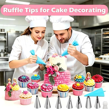 8 Pcs Rose Flower Piping Tips Set,Petal Icing Tips,PipingRose Nozzle,Stainless Steel Cake Decorating Pastry Tools, for CakeDecorating,with A Cleaning Brush (Rose-8pcs)