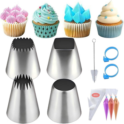 8 Pcs Rose Flower Piping Tips Set,Petal Icing Tips,PipingRose Nozzle,Stainless Steel Cake Decorating Pastry Tools, for CakeDecorating,with A Cleaning Brush (Rose-8pcs)