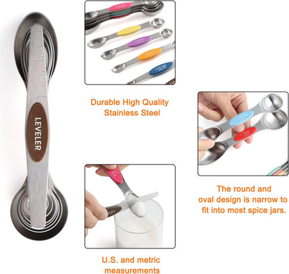 Magnetic Measuring Cups and Magnetic Measuring Spoons Set Stainless Steel
