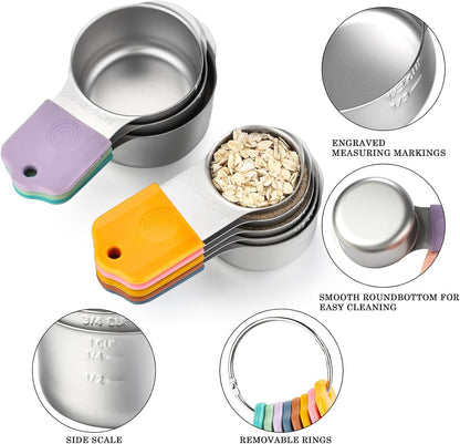 Magnetic Measuring Cups and Magnetic Measuring Spoons Set Stainless Steel