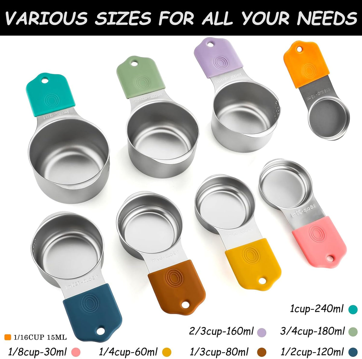 Magnetic Measuring Cups and Magnetic Measuring Spoons Set Stainless Steel