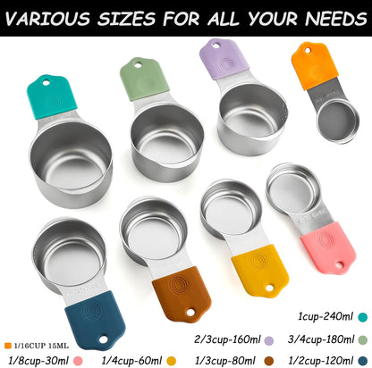 Magnetic Measuring Cups and Magnetic Measuring Spoons Set Stainless Steel
