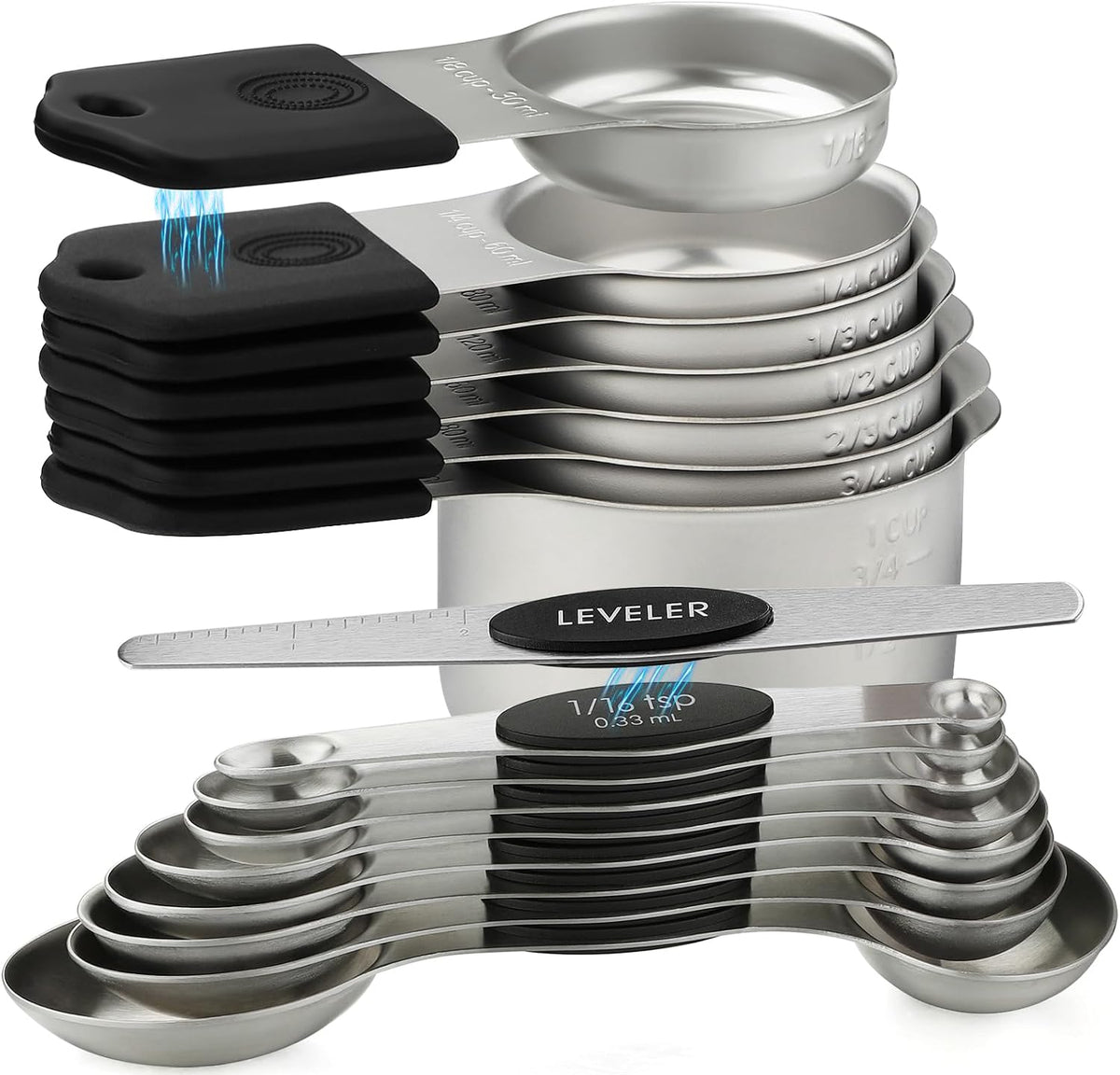 Magnetic Measuring Cups and Magnetic Measuring Spoons Set Stainless Steel