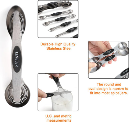 Magnetic Measuring Cups and Magnetic Measuring Spoons Set Stainless Steel