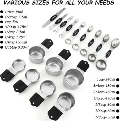 Magnetic Measuring Cups and Magnetic Measuring Spoons Set Stainless Steel