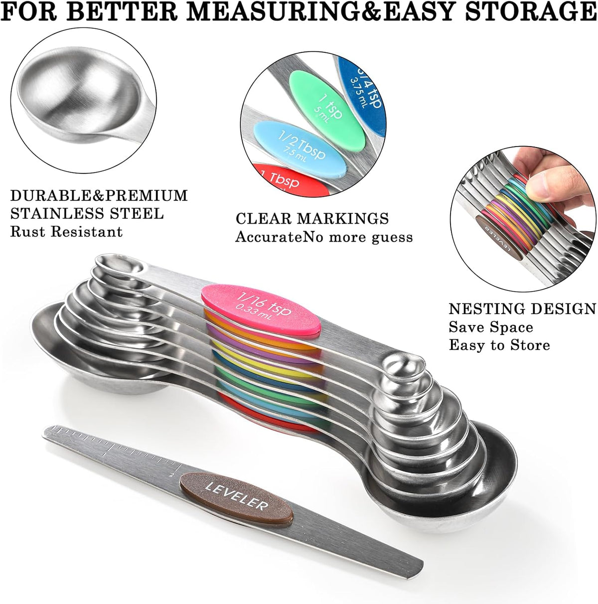 Magnetic Measuring Cups and Magnetic Measuring Spoons Set Stainless Steel