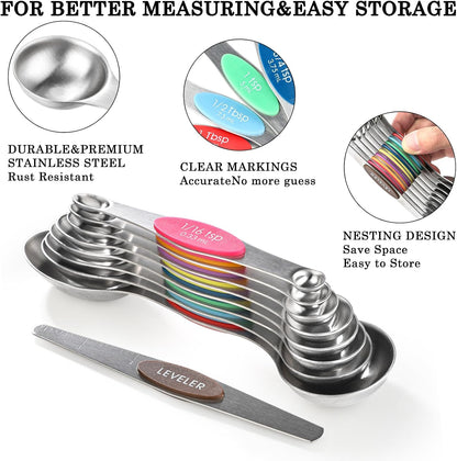 Magnetic Measuring Cups and Magnetic Measuring Spoons Set Stainless Steel