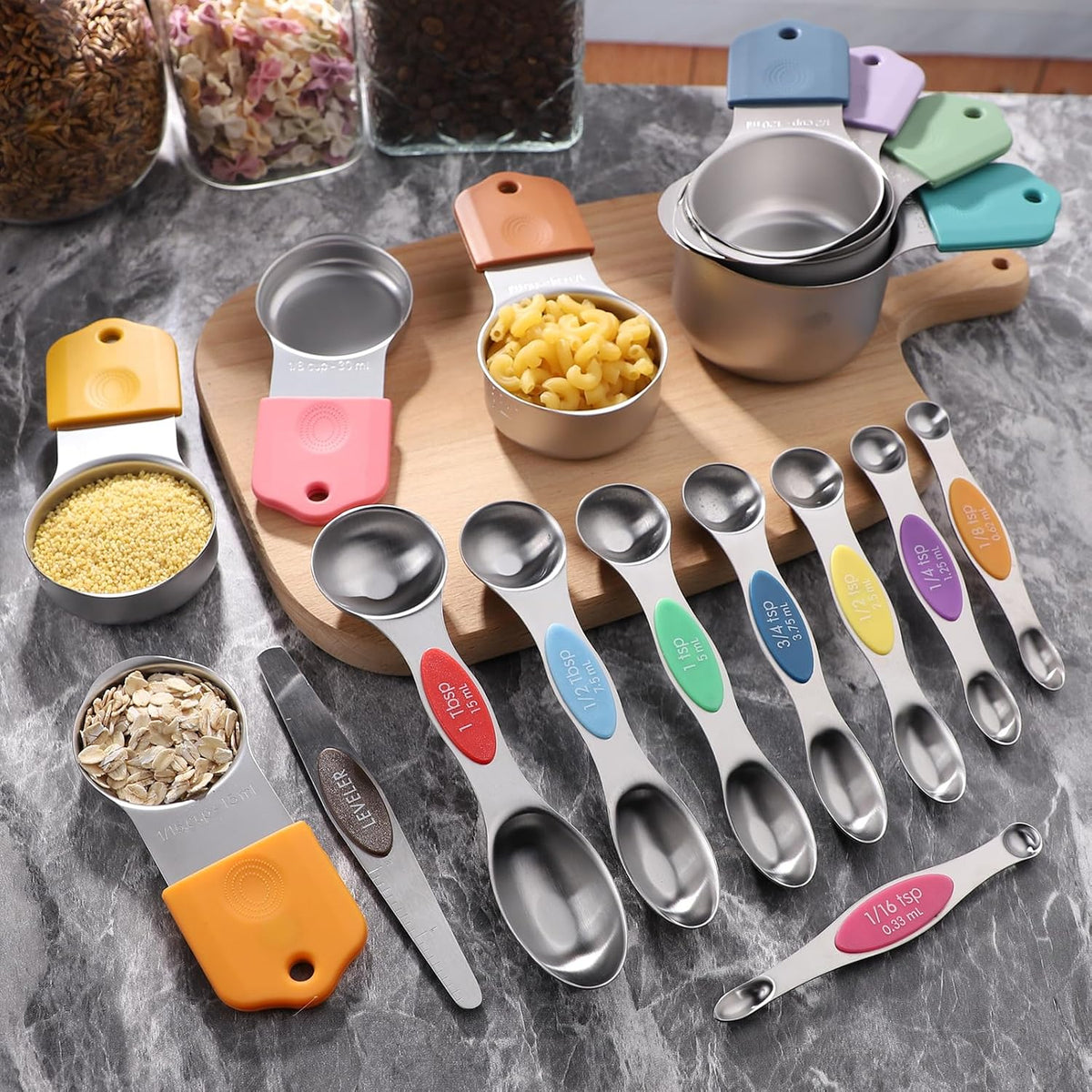 Magnetic Measuring Cups and Magnetic Measuring Spoons Set Stainless Steel