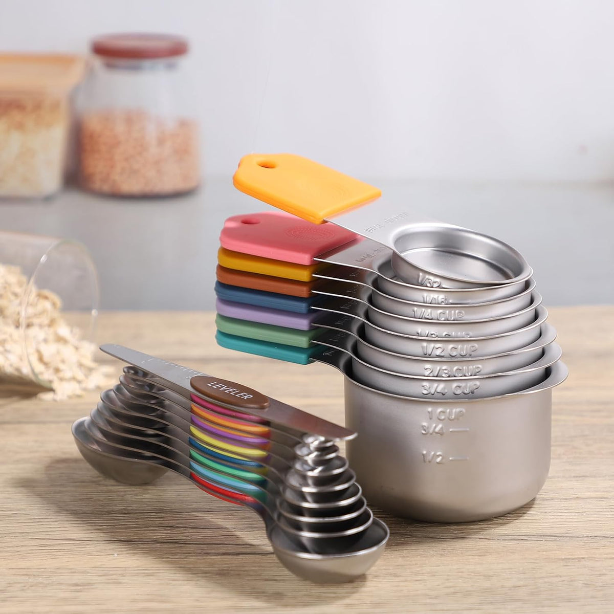 Magnetic Measuring Cups and Magnetic Measuring Spoons Set Stainless Steel