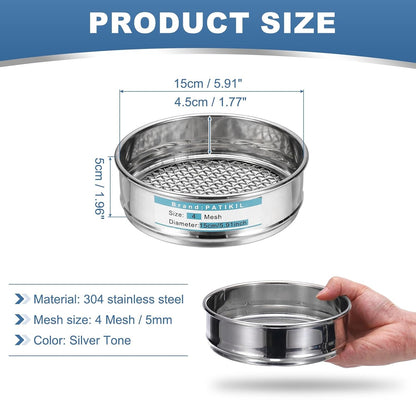 20 Mesh(0.9mm) Lab Sieve, 5.9"(15cm) Diameter Sifting Screen 304 Stainless Steel Wire Cloth Fine Mesh Sieve for Industrial Laboratory Home Soil Sifter Dry Sift Screens Hash - Colors B