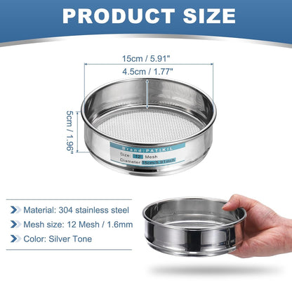 20 Mesh(0.9mm) Lab Sieve, 5.9"(15cm) Diameter Sifting Screen 304 Stainless Steel Wire Cloth Fine Mesh Sieve for Industrial Laboratory Home Soil Sifter Dry Sift Screens Hash - Colors B