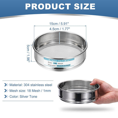 20 Mesh(0.9mm) Lab Sieve, 5.9"(15cm) Diameter Sifting Screen 304 Stainless Steel Wire Cloth Fine Mesh Sieve for Industrial Laboratory Home Soil Sifter Dry Sift Screens Hash - Colors B