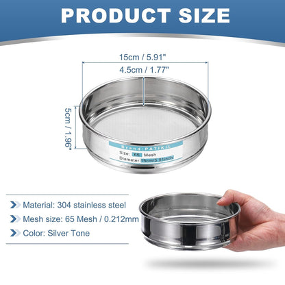 20 Mesh(0.9mm) Lab Sieve, 5.9"(15cm) Diameter Sifting Screen 304 Stainless Steel Wire Cloth Fine Mesh Sieve for Industrial Laboratory Home Soil Sifter Dry Sift Screens Hash - Colors B