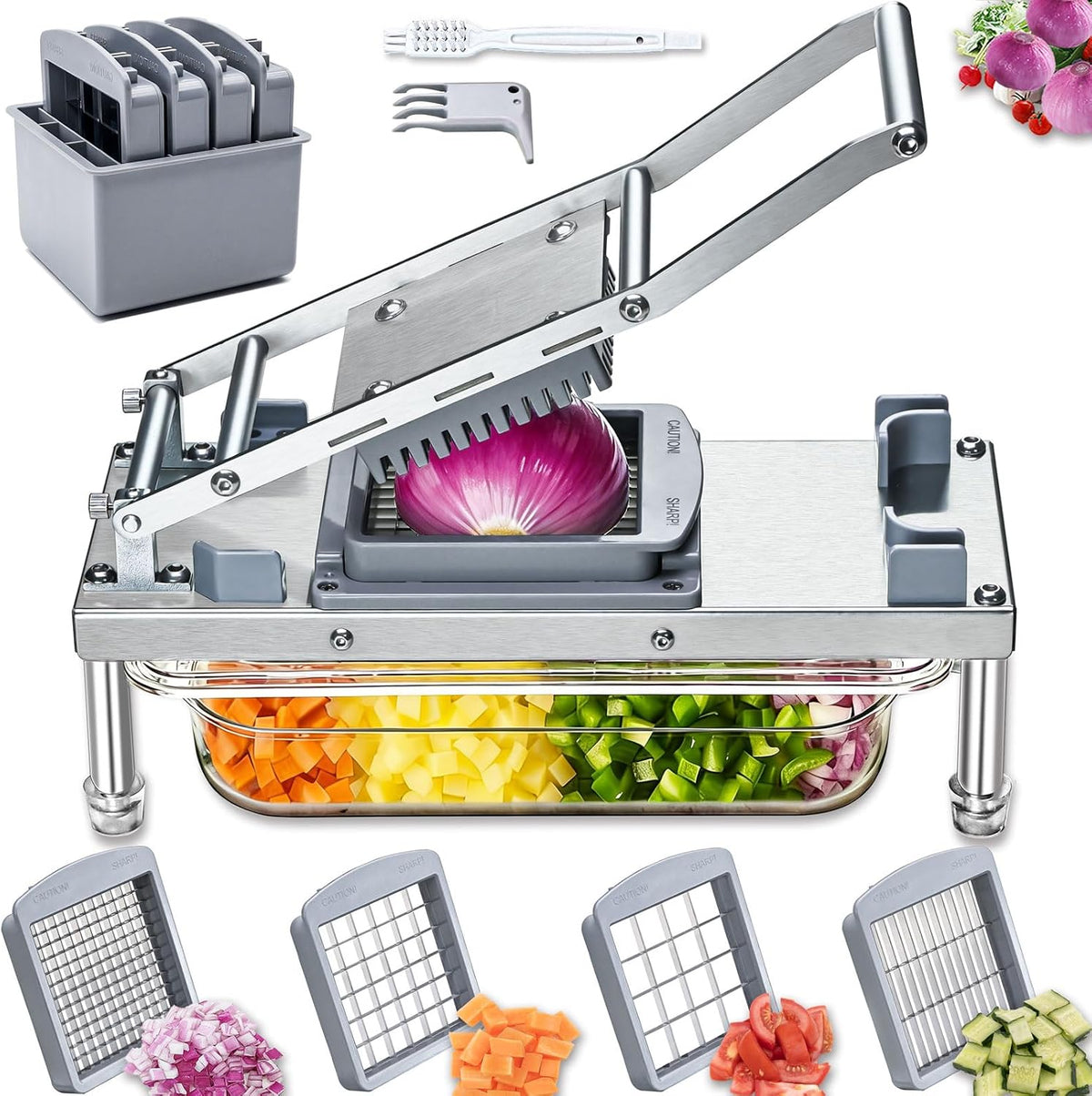 Vegetable Chopper Veggie Cutter Onion Food Potato Dicer with Container