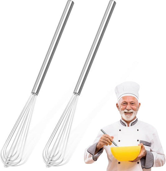 2 PCS Mini Whisk, Small Whisks for Cooking, Stainless Steel Mini Whisk Set | Essential Tiny Wire Whisk for Whisking, Beating, Blending Eggs & Sauces