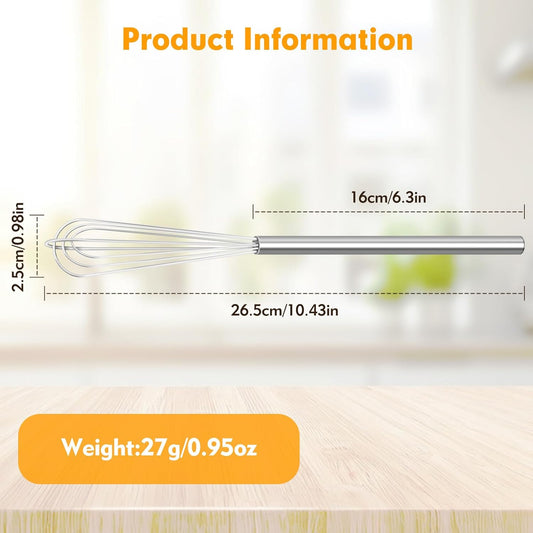 2 PCS Mini Whisk, Small Whisks for Cooking, Stainless Steel Mini Whisk Set | Essential Tiny Wire Whisk for Whisking, Beating, Blending Eggs & Sauces