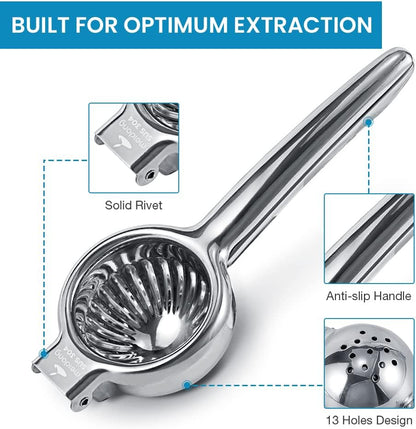 Upgraded Lemon Squeezer Super Stainless Steel 304 Hand Press Juicer Manual Citrus for Juicing Lemon ＆ Limes, Vegetables