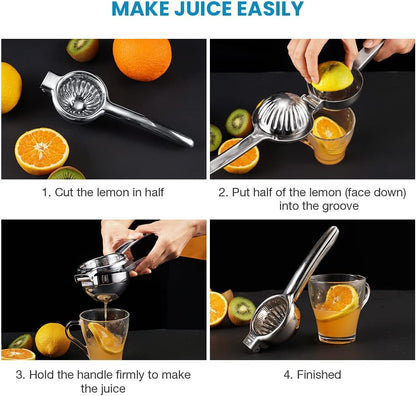 Upgraded Lemon Squeezer Super Stainless Steel 304 Hand Press Juicer Manual Citrus for Juicing Lemon ＆ Limes, Vegetables