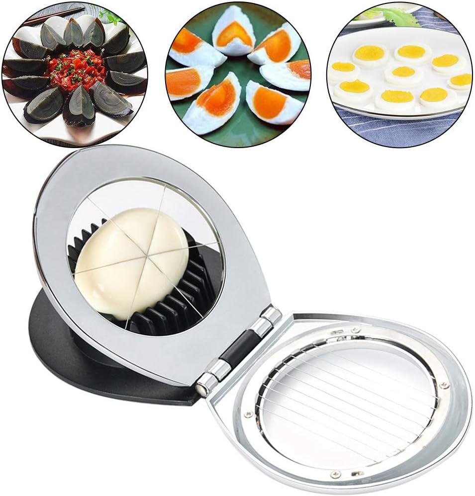 Egg Cutter, Stainless Steel Cutter Wire with 3 Slicing Styles, Manual Egg Slicer Kitchen Helper for Hard Boiled Eggs, Strawberry, Fruit Garnish Slicer, Labor Saving