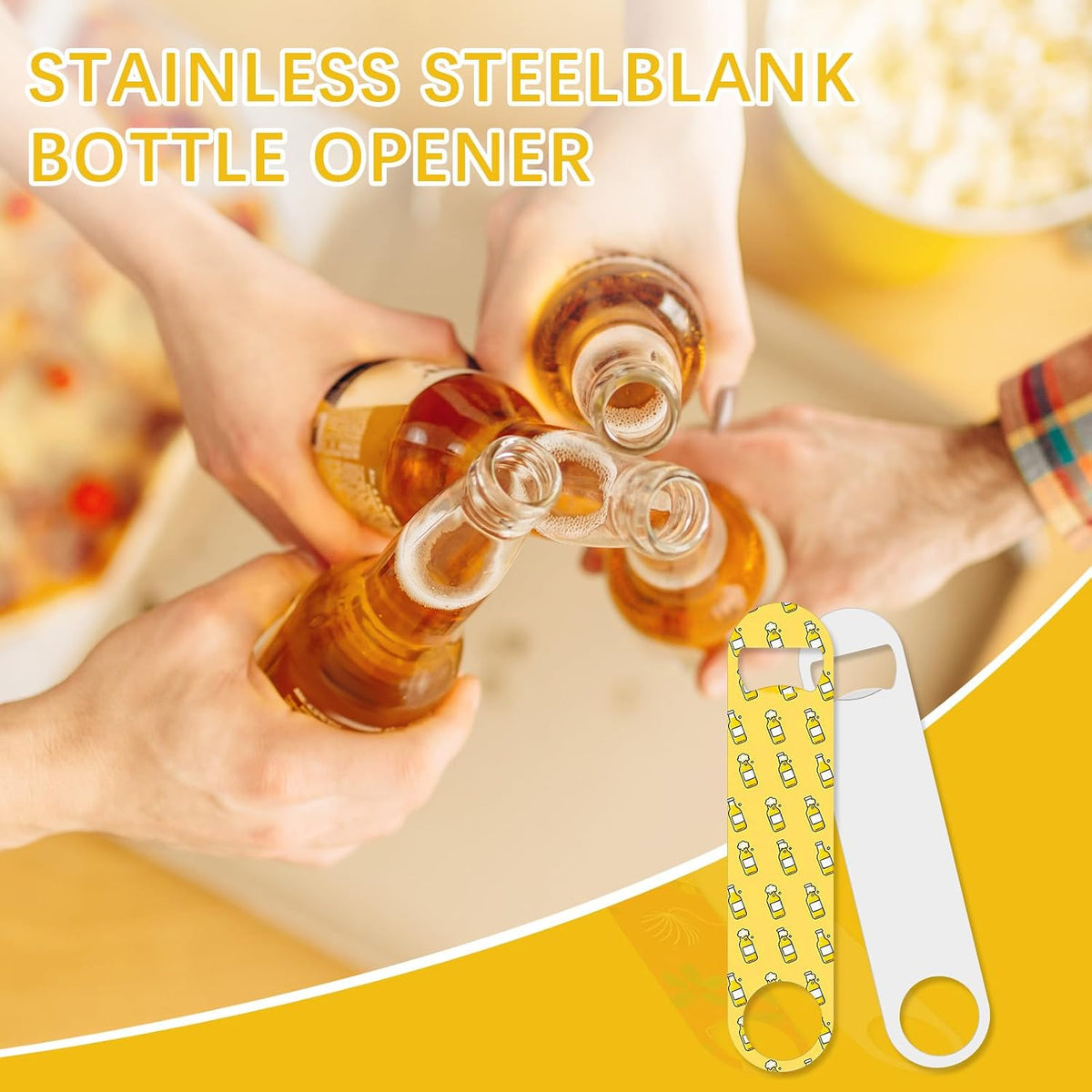 Sublimation Blank Bottle Opener,White Stainless Steel Beer Opener,Credit Card Size, 2.09x3.35 Inch,Perfect Presents for Christmas,Wedding, Father's Day,Suitable for Bar,Kitchen, Restaurant
