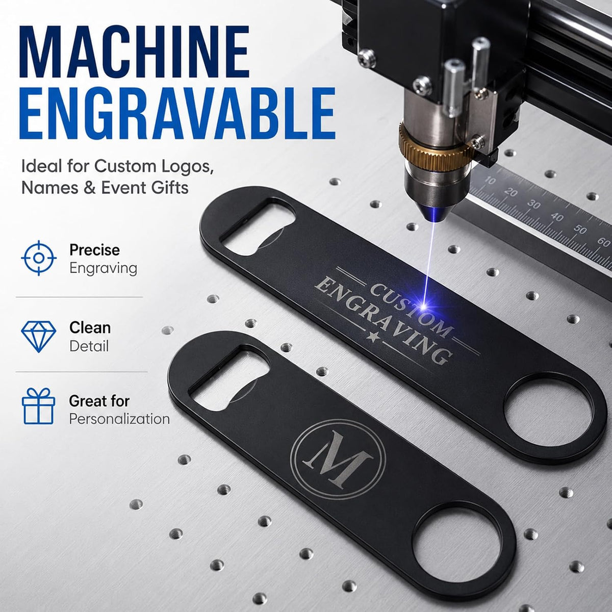 Sublimation Blank Bottle Opener,White Stainless Steel Beer Opener,Credit Card Size, 2.09x3.35 Inch,Perfect Presents for Christmas,Wedding, Father's Day,Suitable for Bar,Kitchen, Restaurant