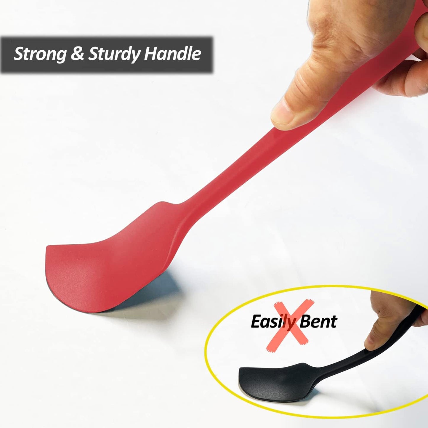 Silicone Spatula for Kitchen, 600°F Heat resistant Spatulas for Baking, Cooking, Scraping,and Mixing, Non Stick Kitchen Utensils, BPA Free, 11.2 IN, 3 Pack, Black