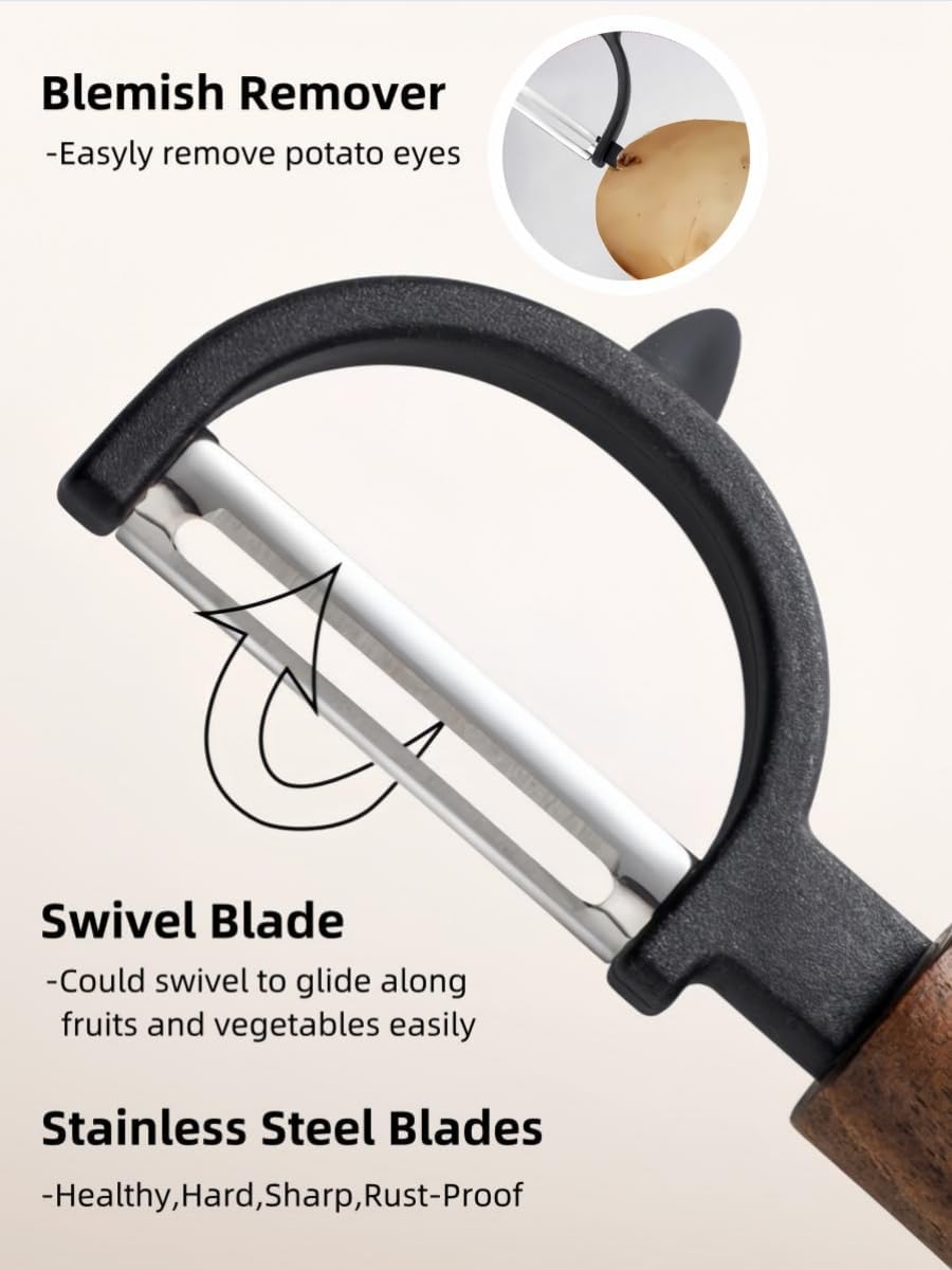 Vegetable Peeler For Kitchen, Premium Stainless Steel Swivel blade Peeler With Blemish remover For Home Cooks and Chefs (P Peeler)