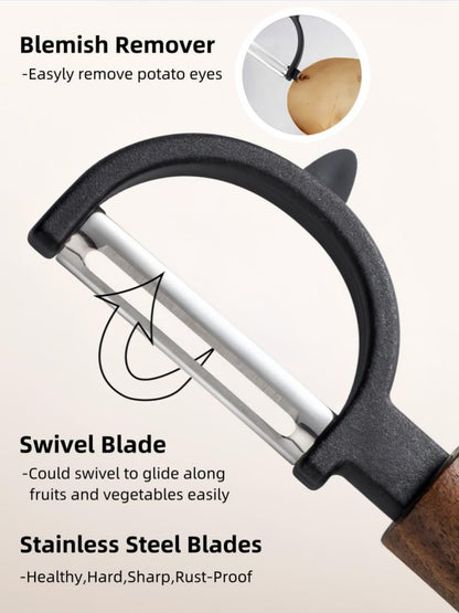 Vegetable Peeler For Kitchen, Premium Stainless Steel Swivel blade Peeler With Blemish remover For Home Cooks and Chefs (P Peeler)