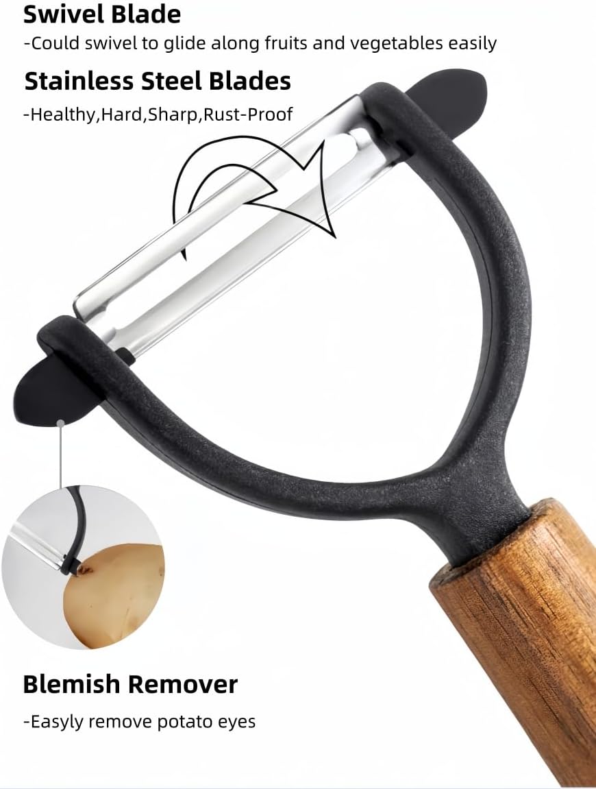 Vegetable Peeler For Kitchen, Premium Stainless Steel Swivel blade Peeler With Blemish remover For Home Cooks and Chefs (P Peeler)