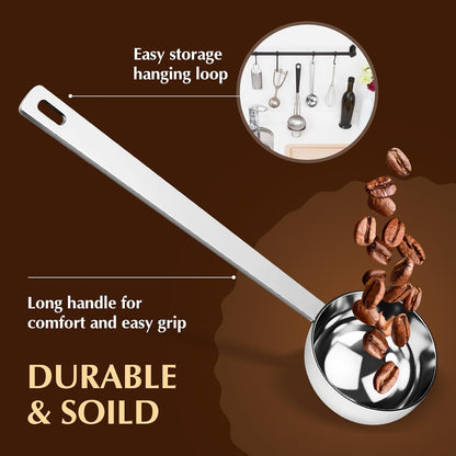 4ps Coffee Scoop, 15 & 30 ML Stainless Steel Tablespoon Measuring Spoon, Long Handle Tablespoon for Ground Coffee Tea Protein Powder Espresso