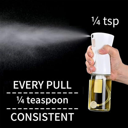 Glass Olive Oil Sprayer for Cooking - Fine Mist for Air Fryer | Refillable Oil Mister & Dispenser - Designed for Even Coverage, Less Mess, Roasting, Grilling & Baking - 6.7 fl oz (200 mL)