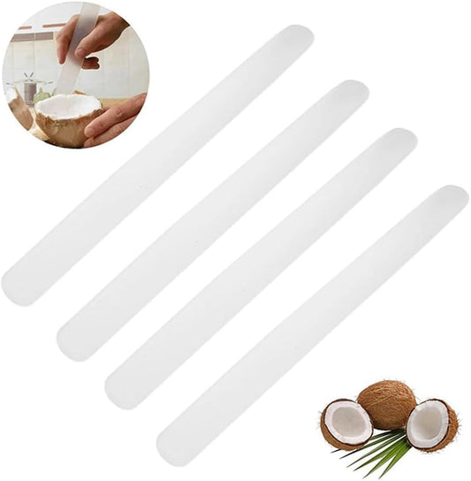 4 Pcs White Coconut Opener,Coconut Meat Scraper,Soft and Flexible Coconut Egg Tools Kitchen Utensils and Gadgets for Coconut Lovers Melon Ballers Melon Ballers
