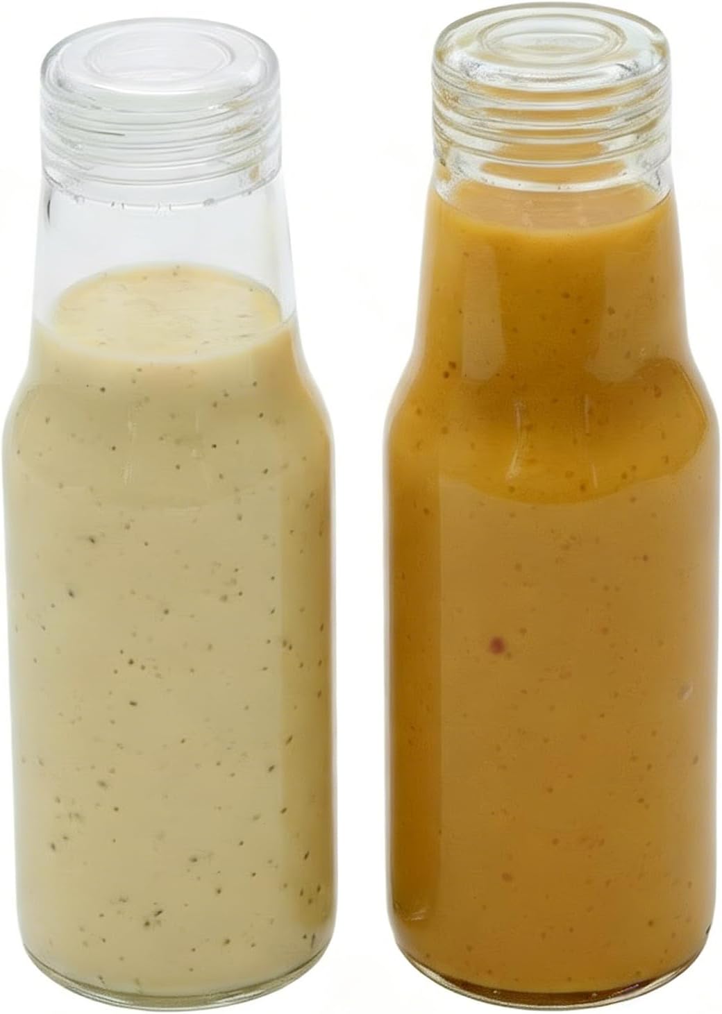 Salad Dressing Container 16 Oz Glass 2 Pack, Salad Dressing Shaker Bottle, Leakproof Glass Shaker Bottle for Oil Vinegar Kitchen Fridge Storage Meal Prep Lunch and On the Go