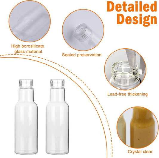 Salad Dressing Container 16 Oz Glass 2 Pack, Salad Dressing Shaker Bottle, Leakproof Glass Shaker Bottle for Oil Vinegar Kitchen Fridge Storage Meal Prep Lunch and On the Go