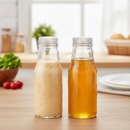 Salad Dressing Container 16 Oz Glass 2 Pack, Salad Dressing Shaker Bottle, Leakproof Glass Shaker Bottle for Oil Vinegar Kitchen Fridge Storage Meal Prep Lunch and On the Go