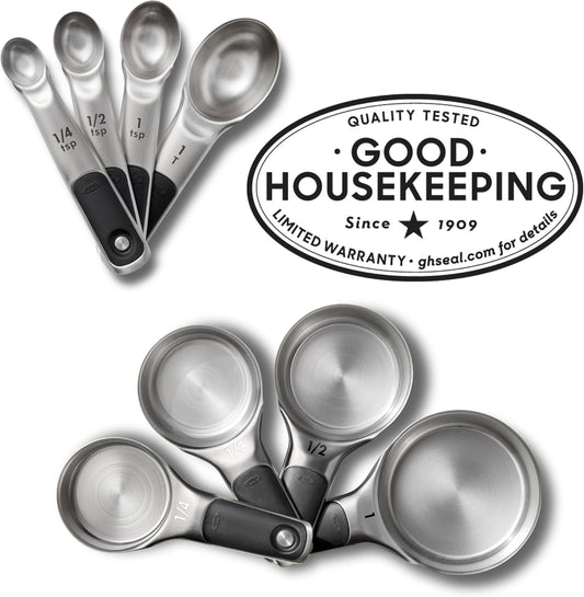 Good Grips 8 Piece Stainless Steel Measuring Cups and Spoons Set